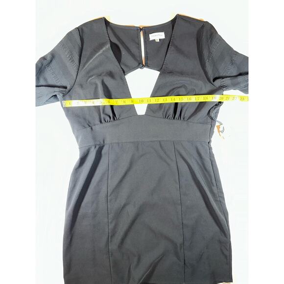 Revolve Privacy Please Black Size XL Sheer Arms Plunge Neck Open Back Dress - Picture 5 of 7